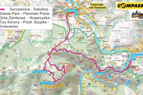 Trasa turystyczna przez Pieniny: Szczawnica, Sokolica, Trzy Korony, Krościenko.