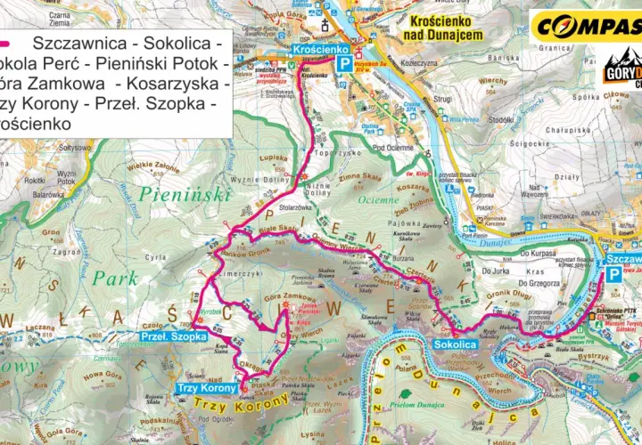 Trasa turystyczna przez Pieniny: Szczawnica, Sokolica, Trzy Korony, Krościenko.