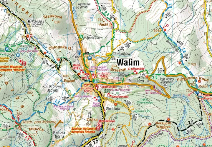 Góry Sowie - mapa atrakcji. Znajdź szlaki turystyczne, schroniska i zabytki.