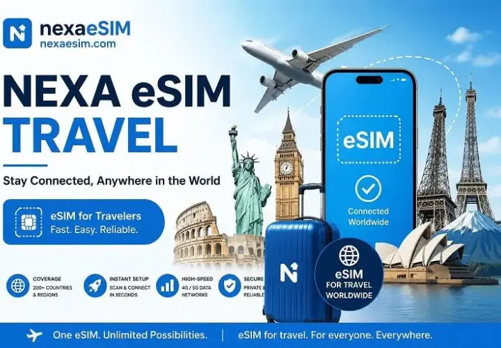 Nexa eSIM Travel: karta eSIM dla podróżnych. Zapewnia łączność na całym świecie, szybki setup i niezawodność.