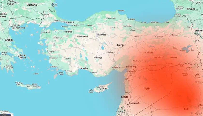 Mapa Turcji z zaznaczonymi obszarami o podwyższonym ryzyku. Czy w Turcji jest bezpiecznie? Zależy od regionu.