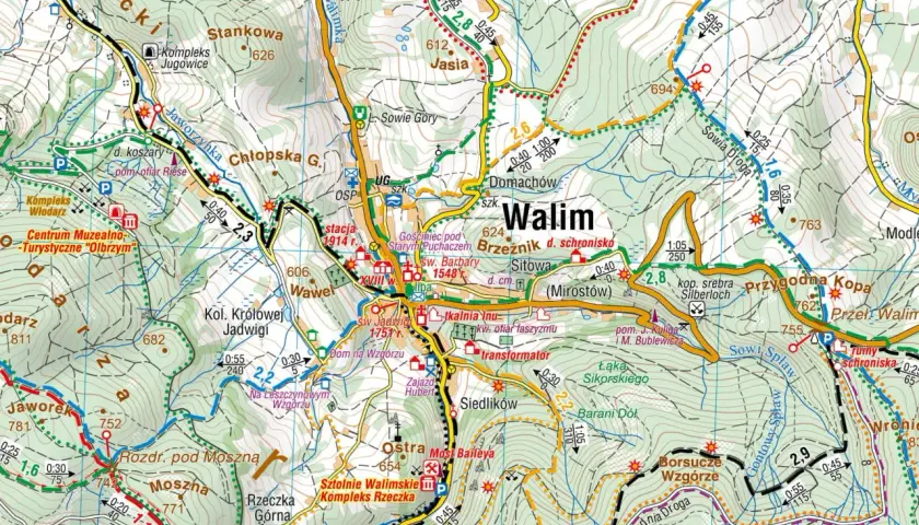 Góry Sowie - mapa atrakcji. Znajdź szlaki turystyczne, schroniska i zabytki.