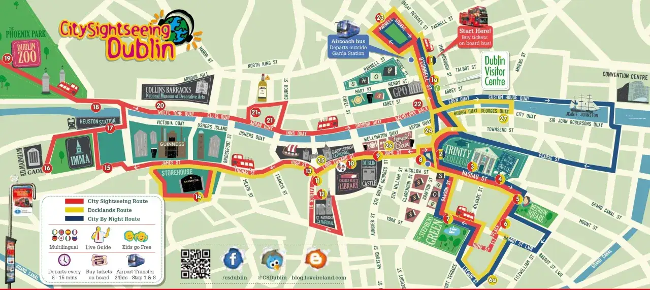 Mapa Dublina z atrakcjami