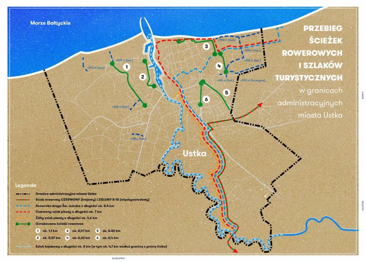 Mapa Słupsk Ustka odległość do morza