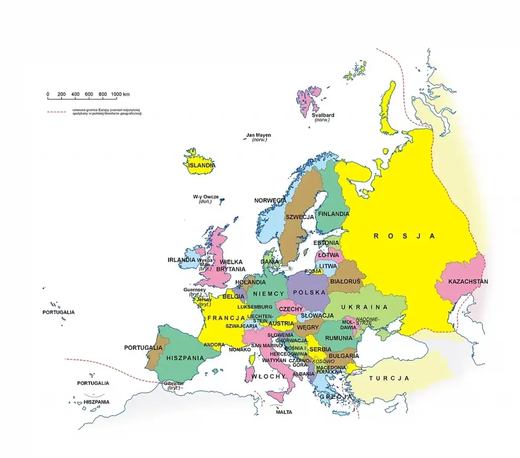 mapa europy delegacje służbowe