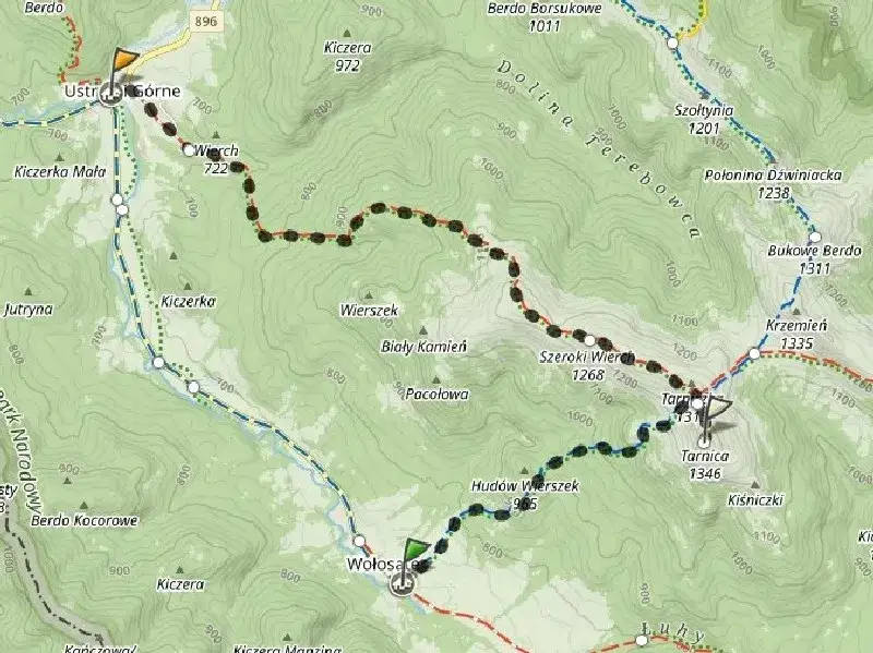 Mapa Bieszczadów Tarnica Wołosate Ustrzyki Górne Wetlina Muczne