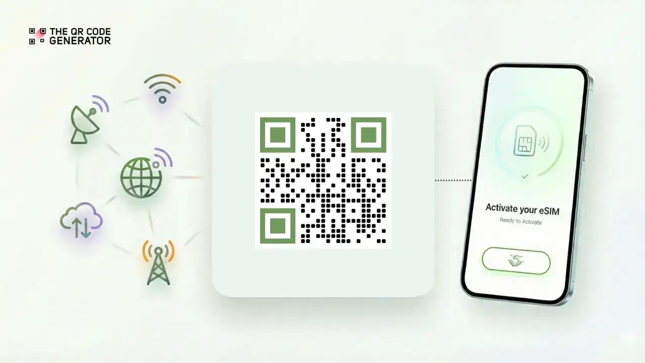 Aktywacja karty eSIM za pomocą kodu QR. Telefon pokazuje komunikat 